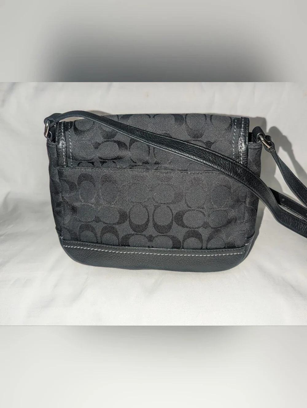 Coach Park Black Signature Canvas Turn-Lock Crossbody